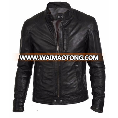 Men Leather Jacket Black New Slim fit Biker Stylish Genuine Lambskin Jacket