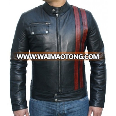 Lambskin Leather Men Regular Black Jacket Motorbike Style